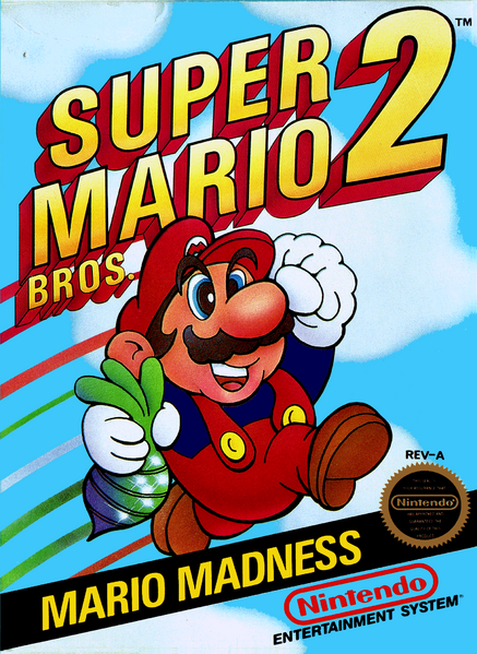 Box art from Super Mario Bros. 2 - Mario was copied from the original Super Mario Bros., released on the Famicom in 1985.